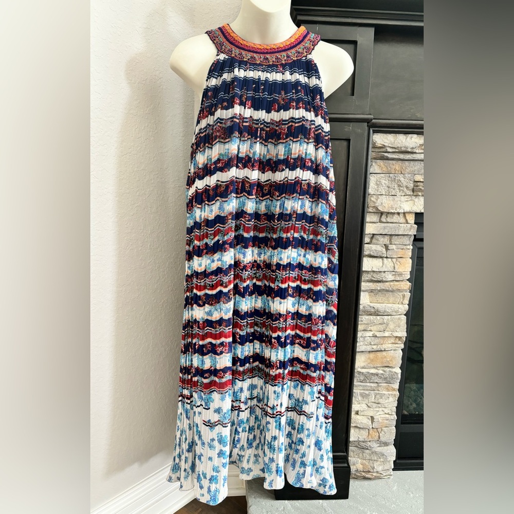 Anthropologie Bhanuni by Jyoti Temara Beaded Collar Shift Dress Women’s Size XS